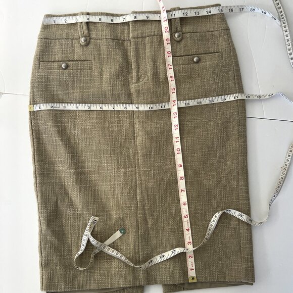 Sz 4- Club Monaco Cotton Tweed Tan Lined  Metal Stud Embellishment Pencil Skirt - Picture 15 of 15